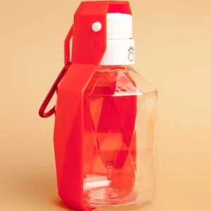 Dog Travel Water Bottle with Foldout Bowl in Red