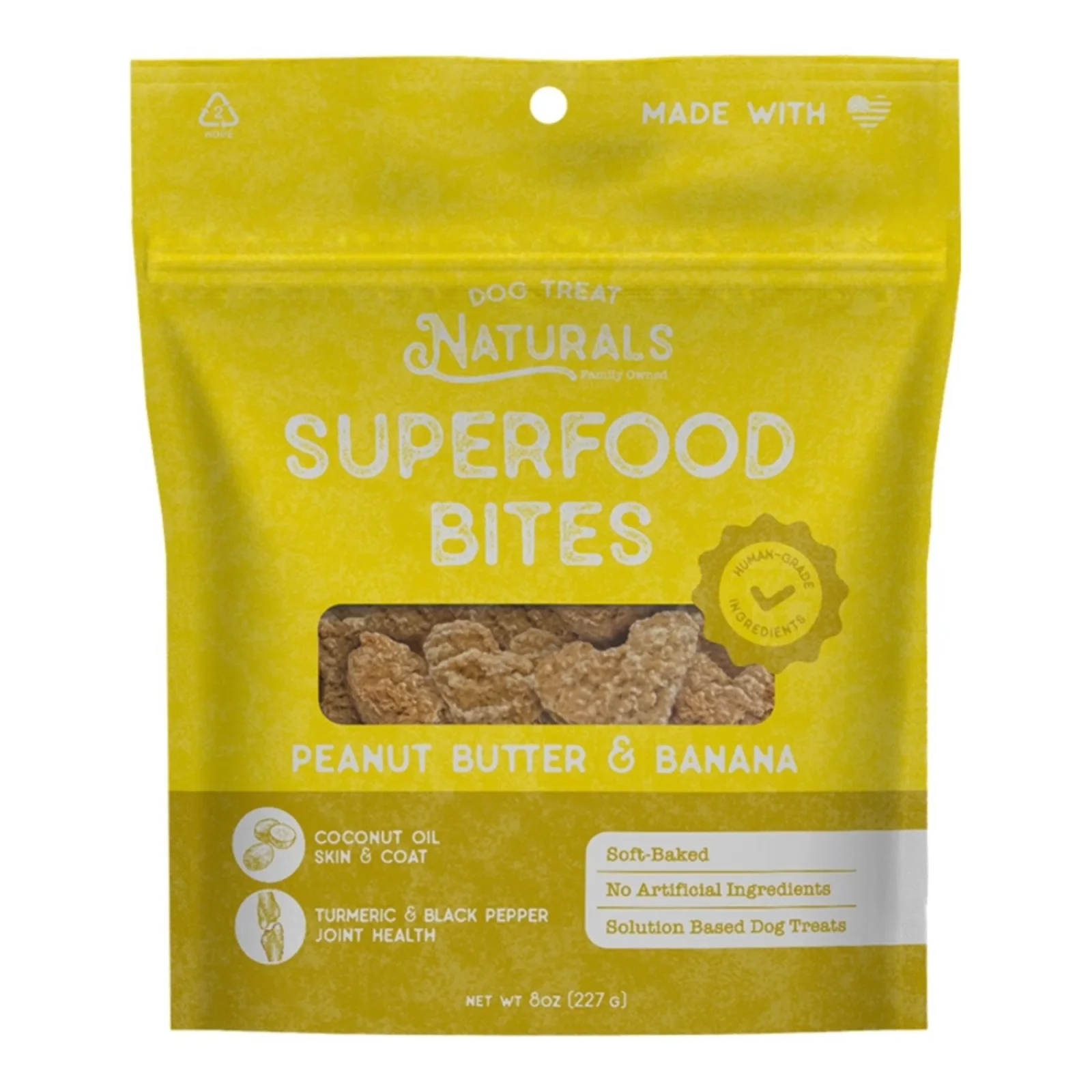 Dog Treat Naturals Superfood Bites, Peanut Butter & Banana, 8oz