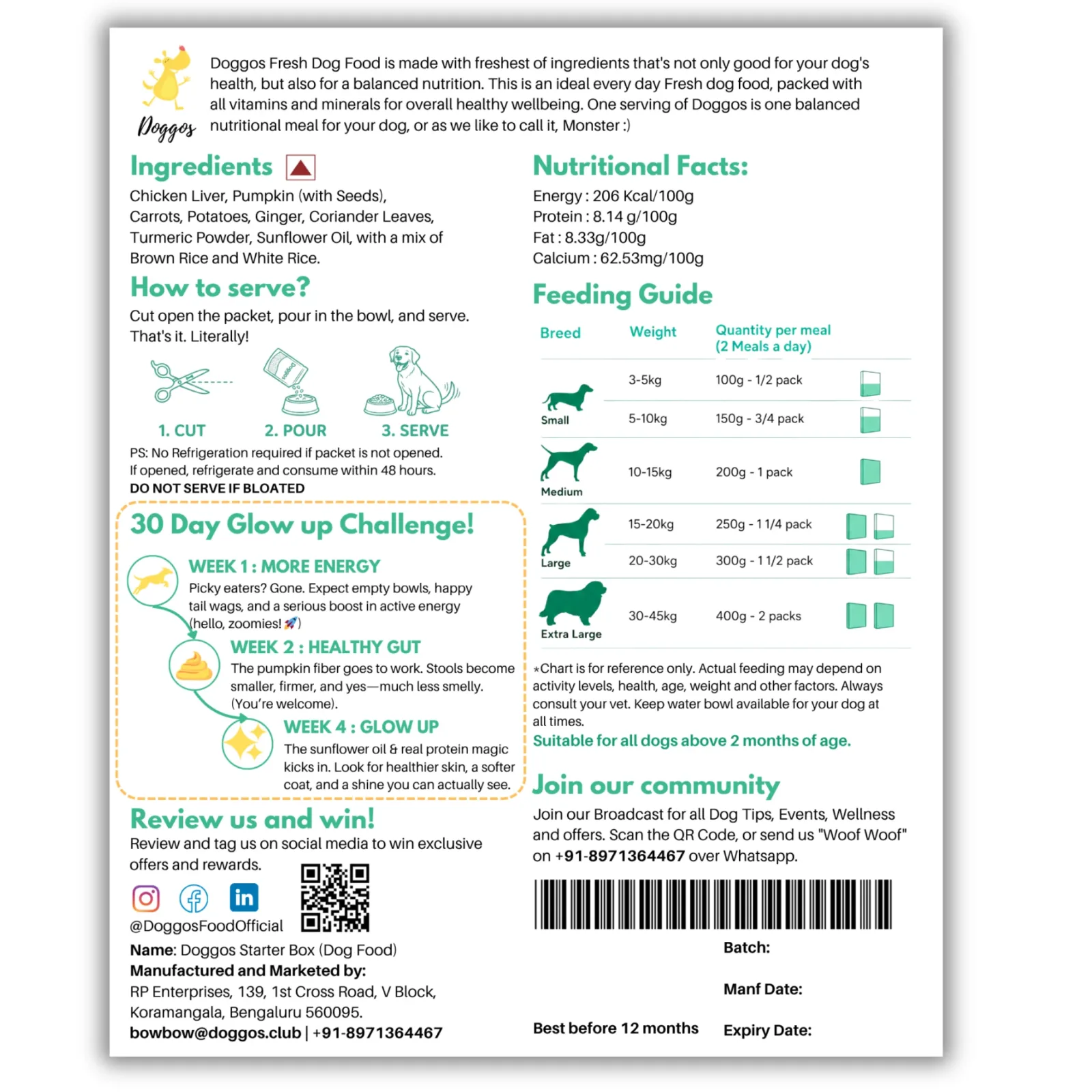 Doggos Chicken and Pumpkin Real Fresh Dog Wet Food (200g) - Image 2