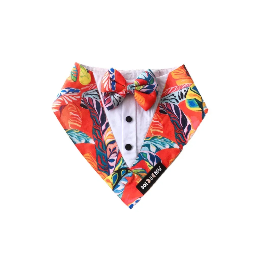 Dogobow Hawaii Print Tuxedo Bandana for Dogs (Red) - Image 2
