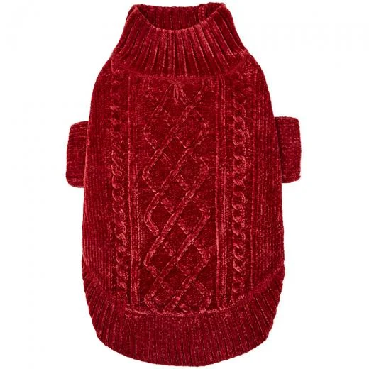 DOGS & CATS & CO. | Cozy Chenille Sweater in Red - Image 2