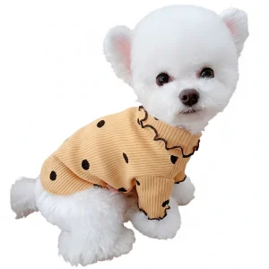 Dot turtleneck dog bottoming shirt