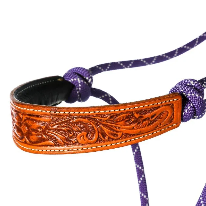 Double Diamond Halters Nylon Rope Halter with Floral Noseband - Image 2