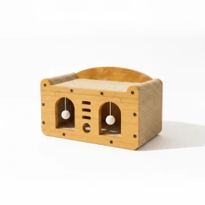 Double Door Design Cat Scratcher Sofa, 56cm Large Size, With 2 Teaser Balls, For Large & Multi-Cat Households