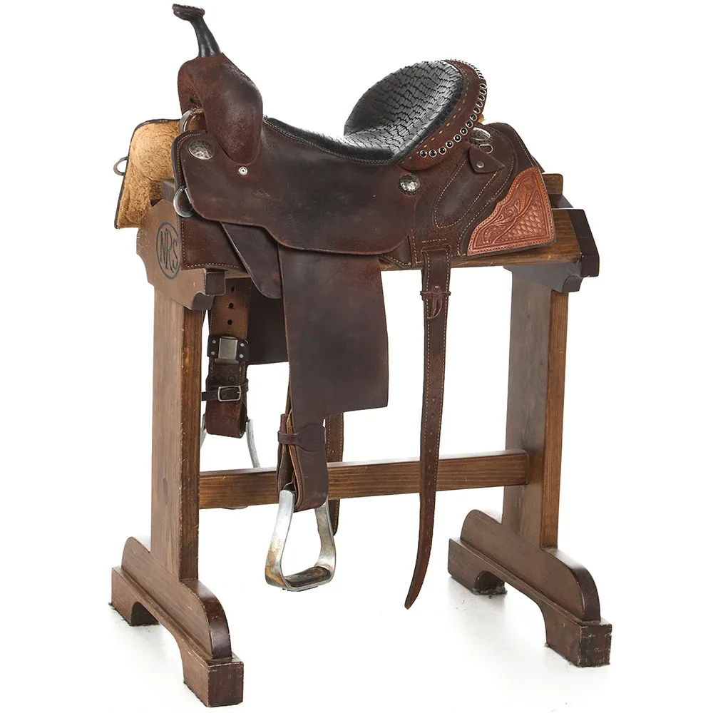 Double J Saddlery Used 14in Roughout with Padded Seat Barrel Saddle