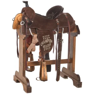 Double J Saddlery Used 15in Chocolate DCCC Trophy Team Roper