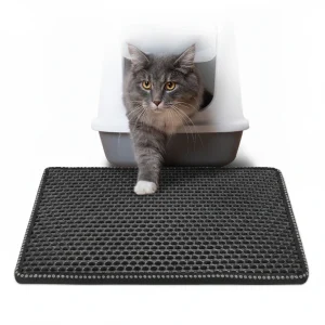 Double Rice Grain Cat Litter Mat, Cat Litter Cleaning Pad, Cat Litter Box Mat, Splash Guard Filter Mat