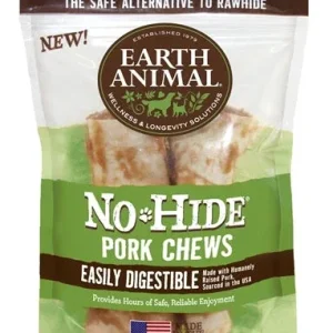 Earth Animal No Hide Pork Chews Dog Treats; 4 Inch; 2 Pack