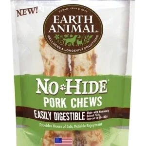 Earth Animal No Hide Pork Chews Dog Treats; 7 Inch; 2 Pack
