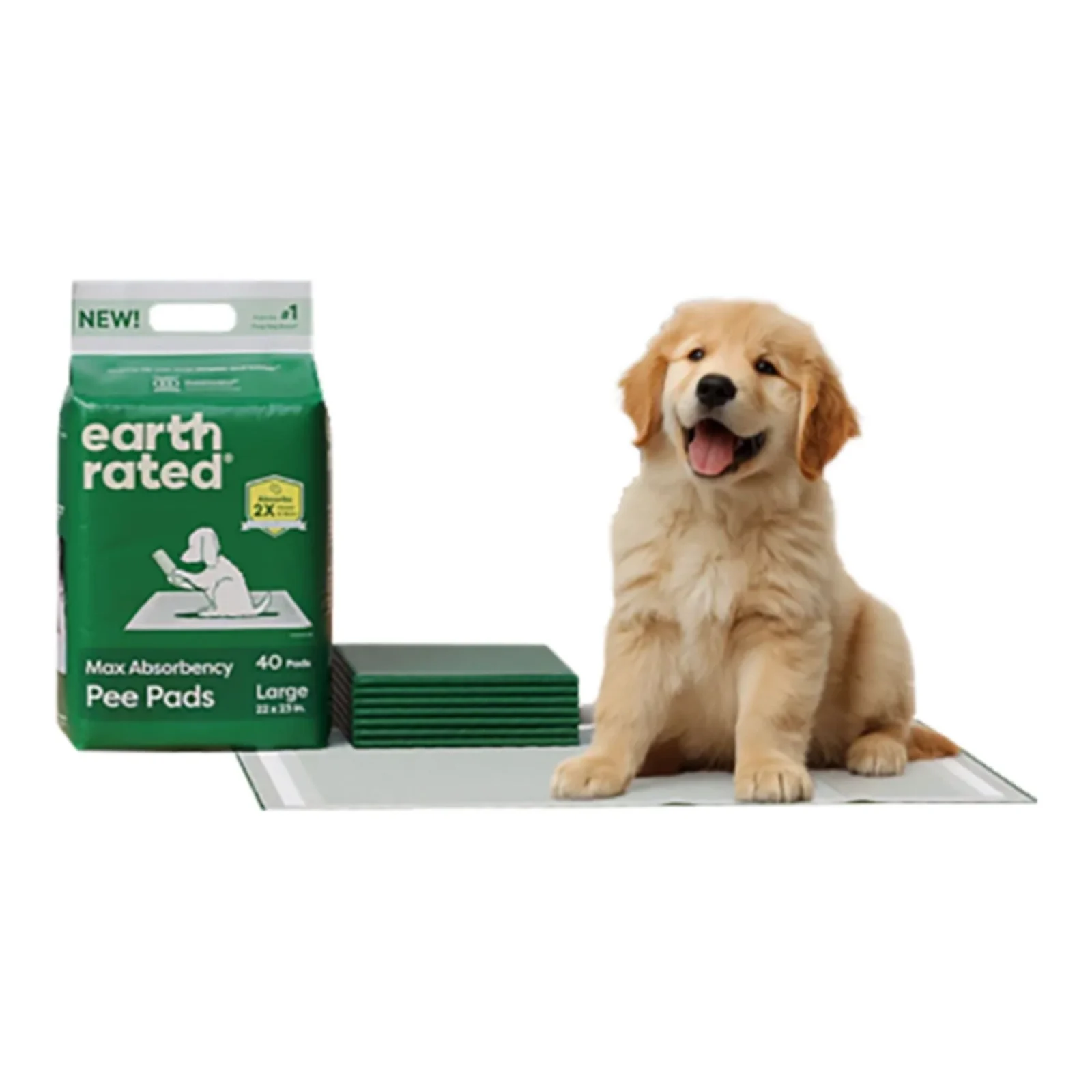 Earth Rated Max Absorbency Puppy Pee Pads, Large 22" x 23", 30-Count