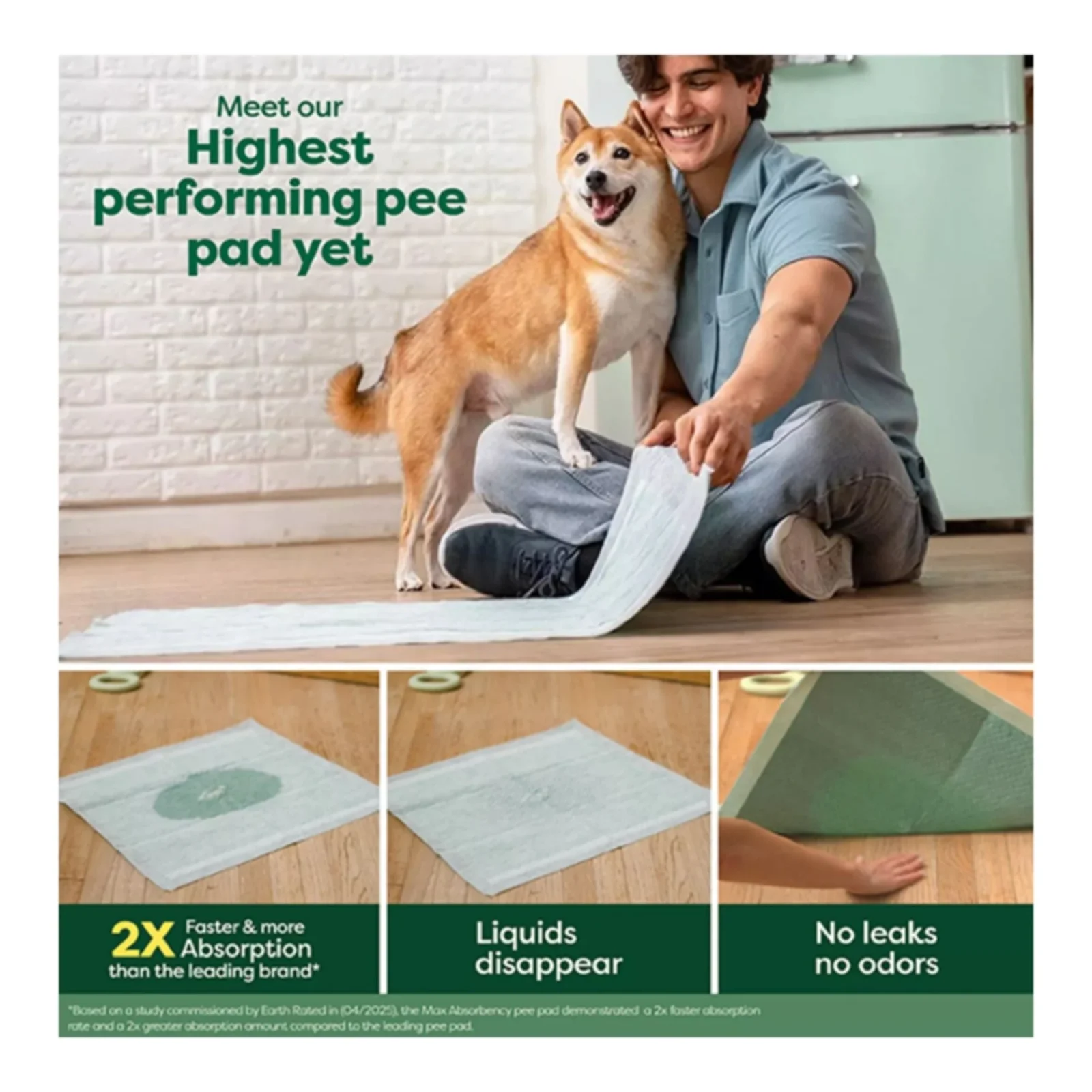 Earth Rated Max Absorbency Puppy Pee Pads, Large 22" x 23", 30-Count - Image 2
