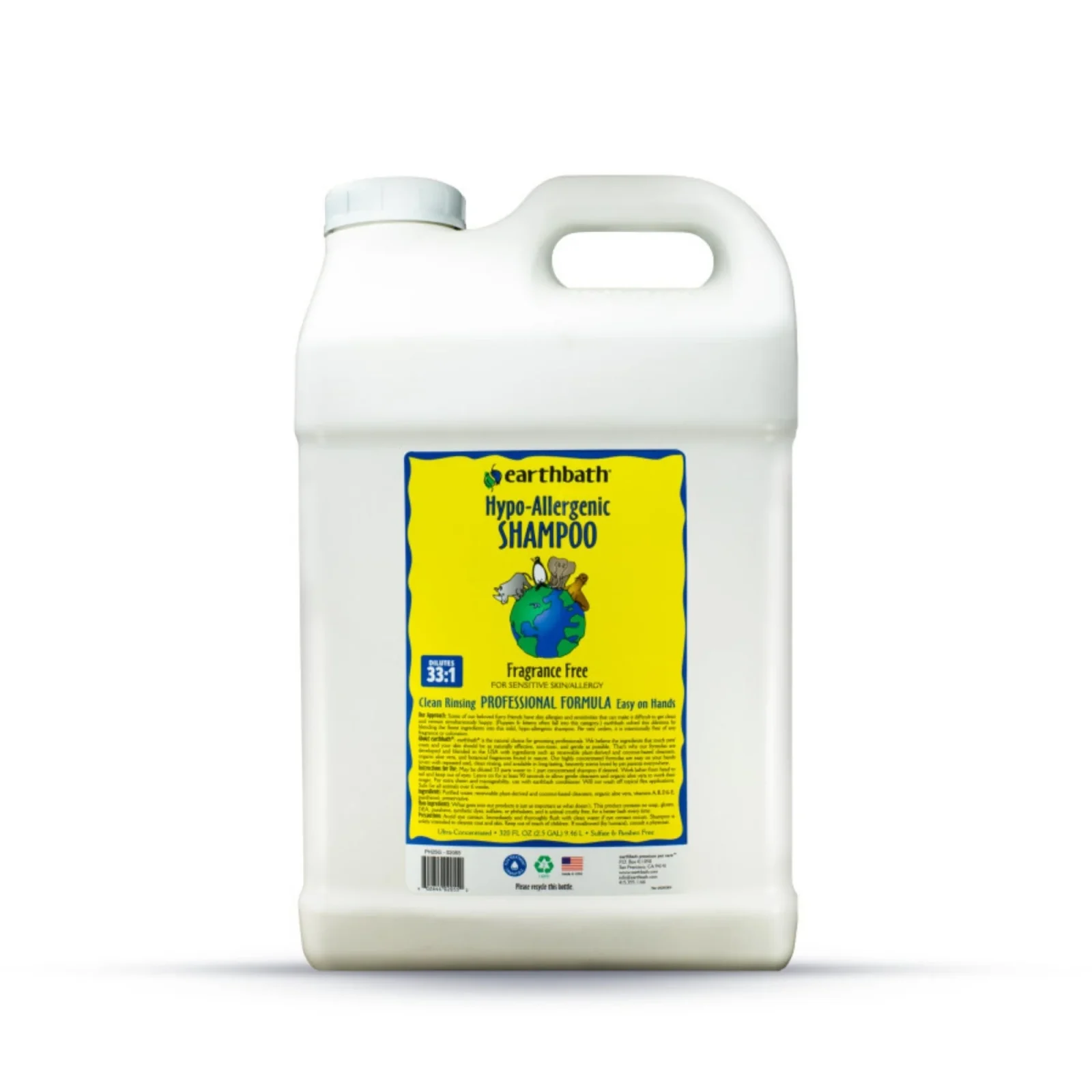 earthbath Hypoallergenic Pet Shampoo Fragrance Free 2.5gal
