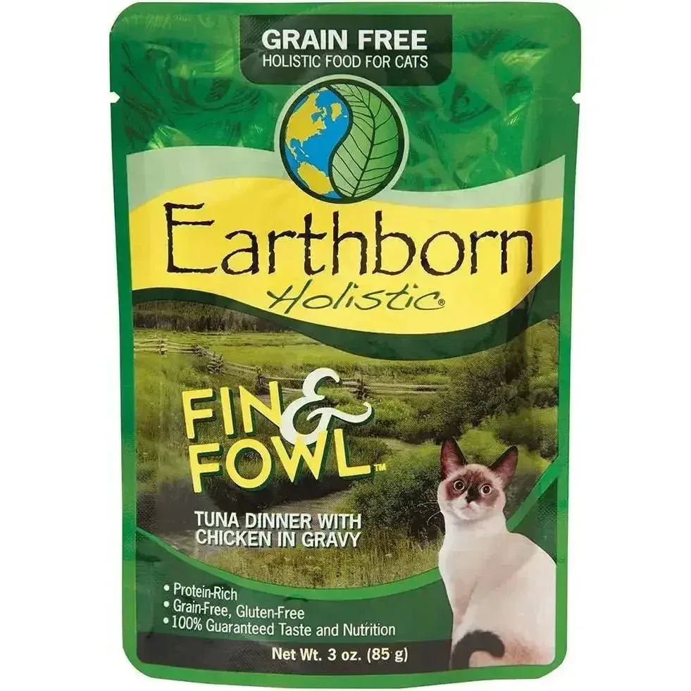 Earthborn Holistic Grain Free Fin and Fowl Wet Cat Food 24ea/3 oz