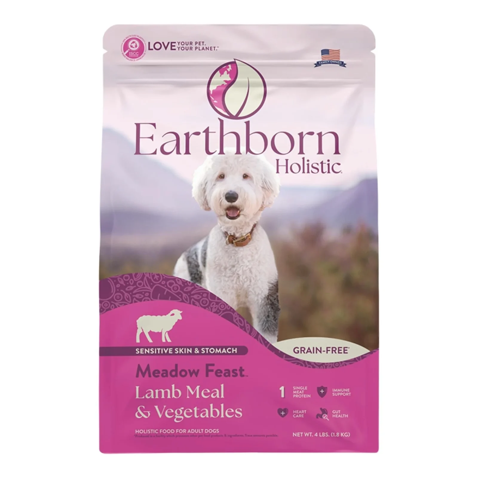 Earthborn Holistic Meadow Feast Grain-Free Dry Dog Food Lamb Meal & Vegetables 4lb