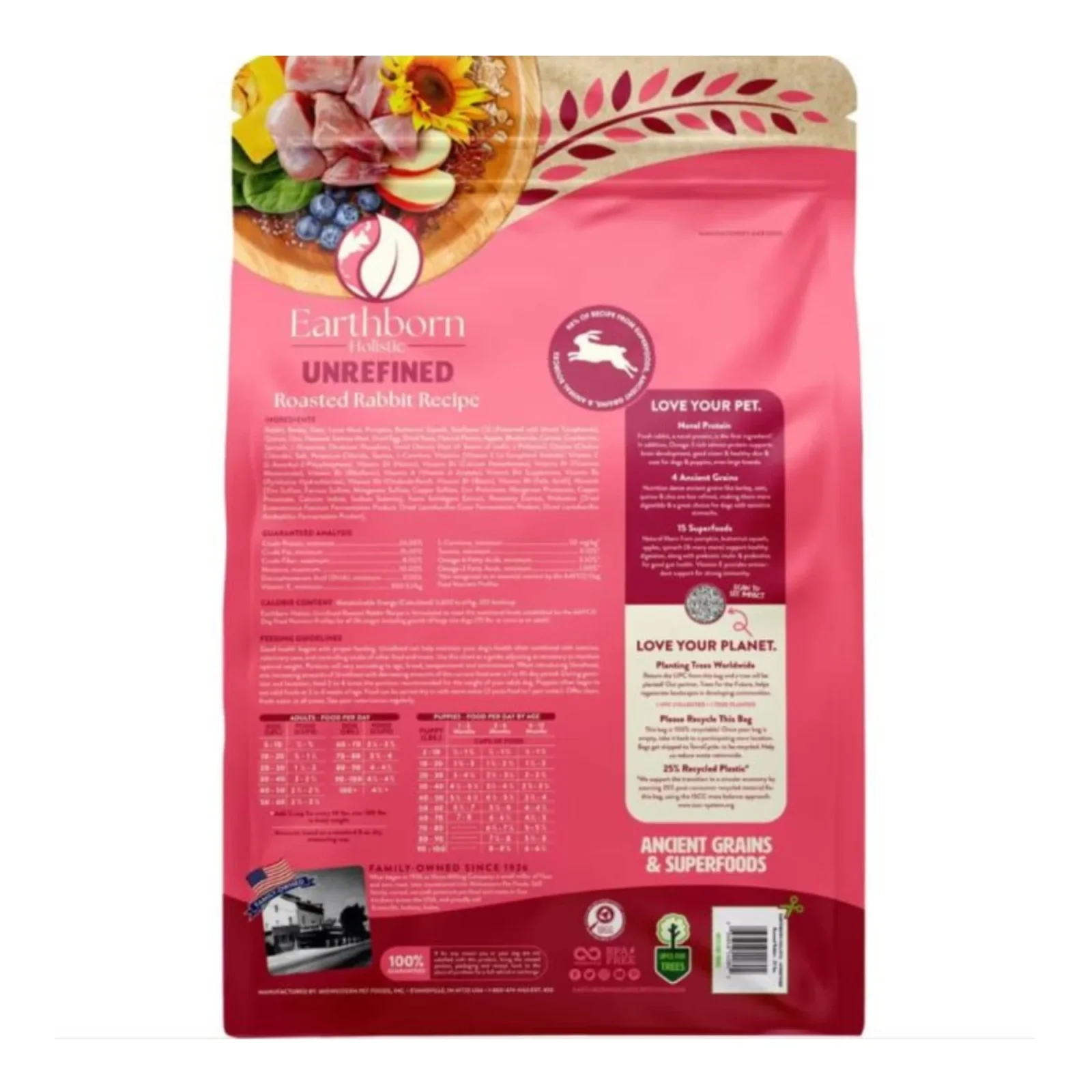 Earthborn Holistic Unrefined Ancient Grains & Superfoods Dry Dog Food Roasted Rabbit 25lb - Image 2