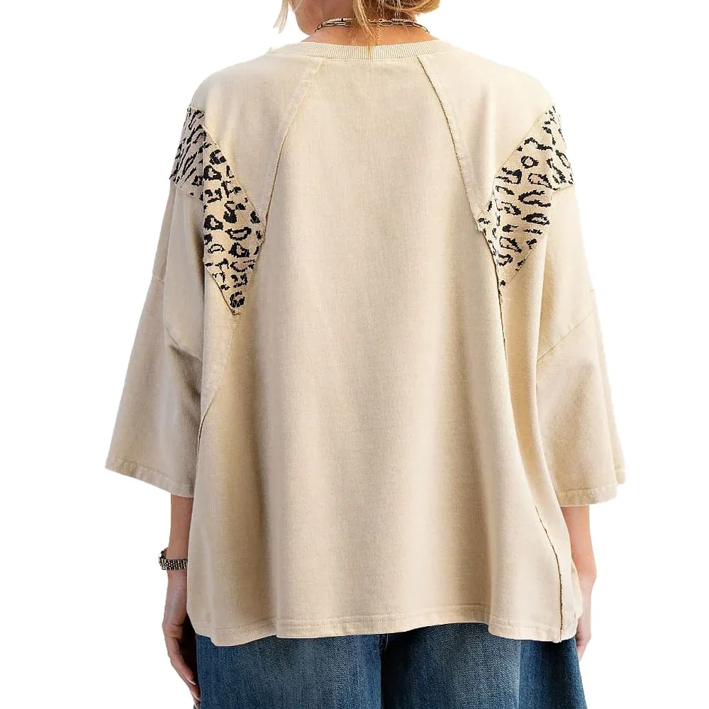 Easel Women's Natural Cheetah Star Print Top - Image 2