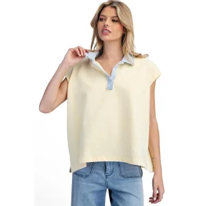 Ee Some Women's Butter Sky Collared Top
