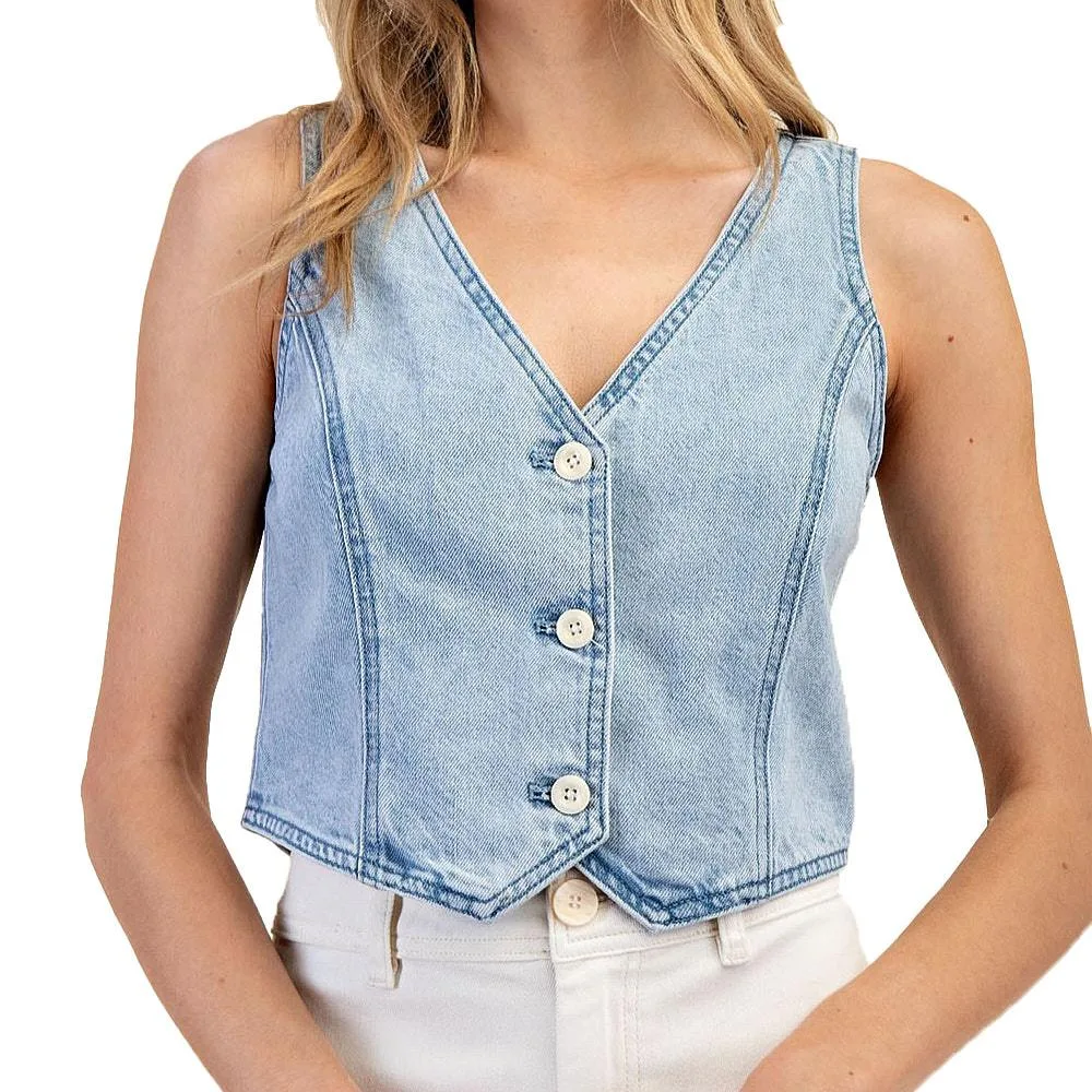 Ee Some Women's Denim Sleeveless Vest Top