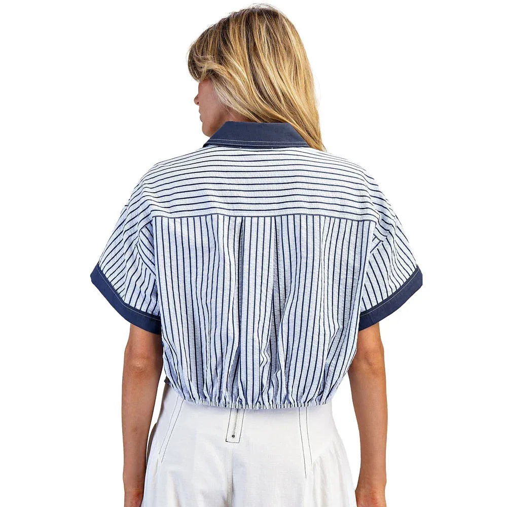 Ee Some Women's Indigo Contrast Striped Top - Image 2