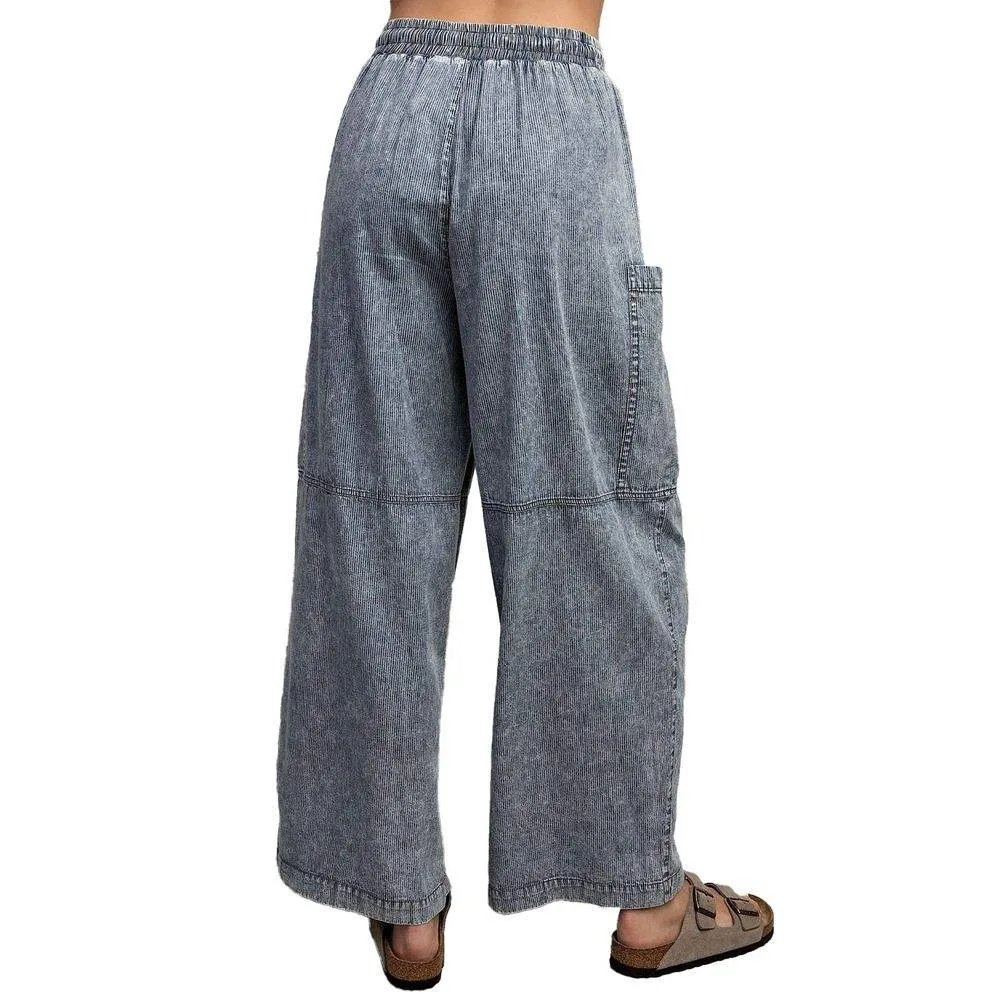 Ee Some Womens Stonewashed Pinstripe Wide Leg Pants - Image 2