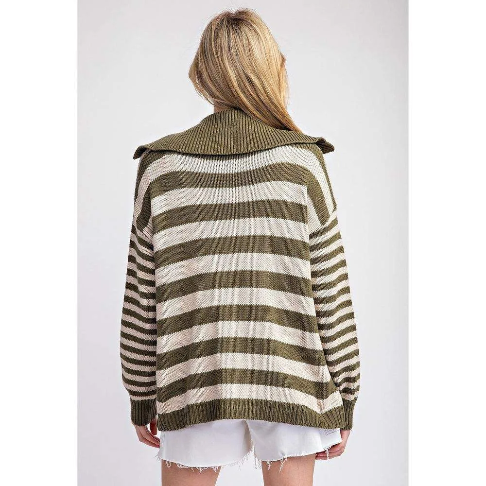 Ee Some Women's Striped Sailor Collar Cardigan - Image 2
