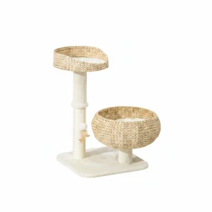 Elevated Cat Bed With Sisal Scratching Post For Indoor Kitties