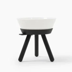 Elevated Ceramic Dog Bowl W/ Stand in Black (Tall)
