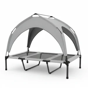 Elevated Dog Bed With Canopy, Raised Outdoor Pet Bed For Camping With Washable Breathable Mesh