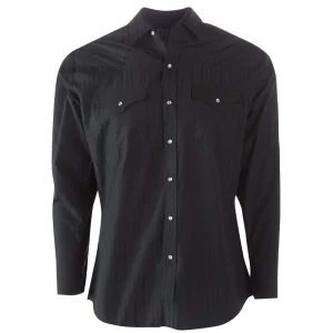 Ely Cattleman Long Sleeve Mens Tone on Tone Black