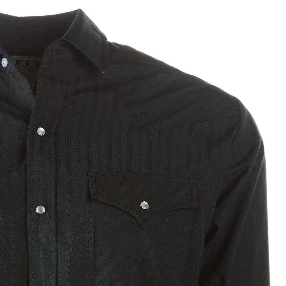 Ely Cattleman Long Sleeve Mens Tone on Tone Black - Image 2