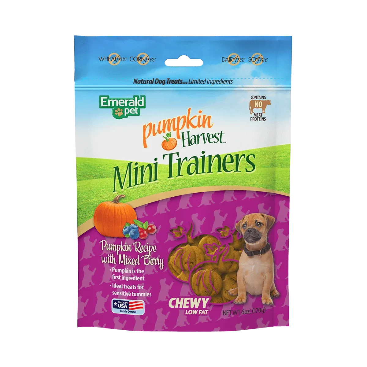 Emerald Pet Pumpkin Harvest Trainers Mixed Berry Chewy Dog Treats 6oz.