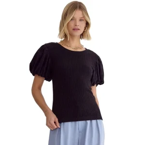 Entro Women's Black Cable Knit Top