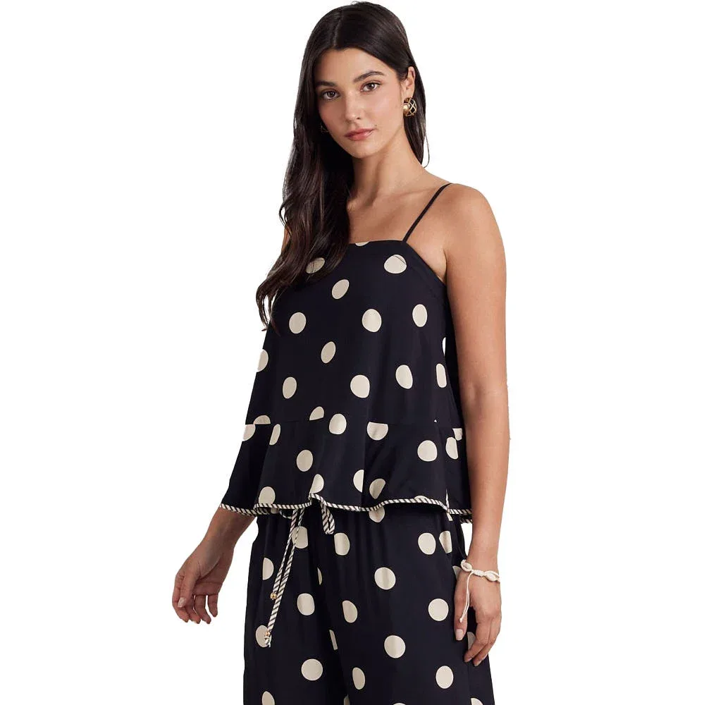 Entro Women's Black Polka Dot with Bow Detail Tank - Image 2