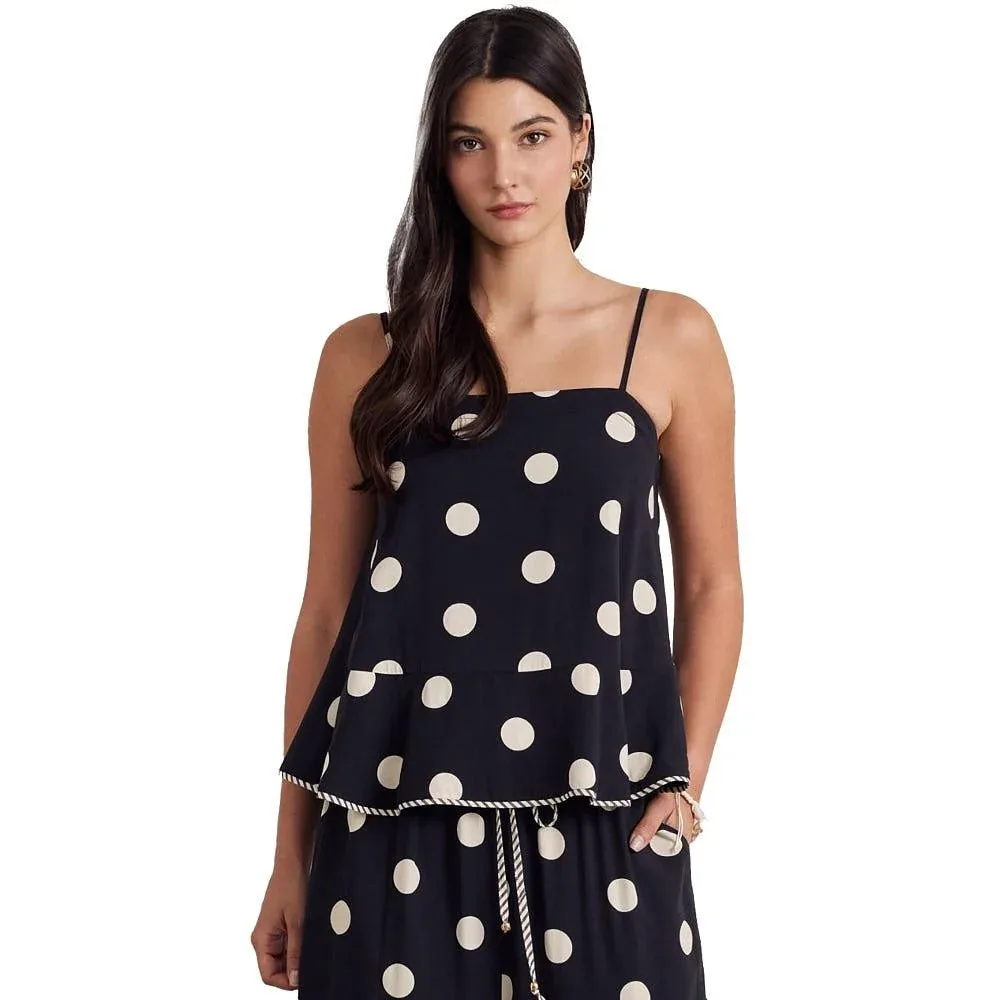 Entro Women's Black Polka Dot with Bow Detail Tank
