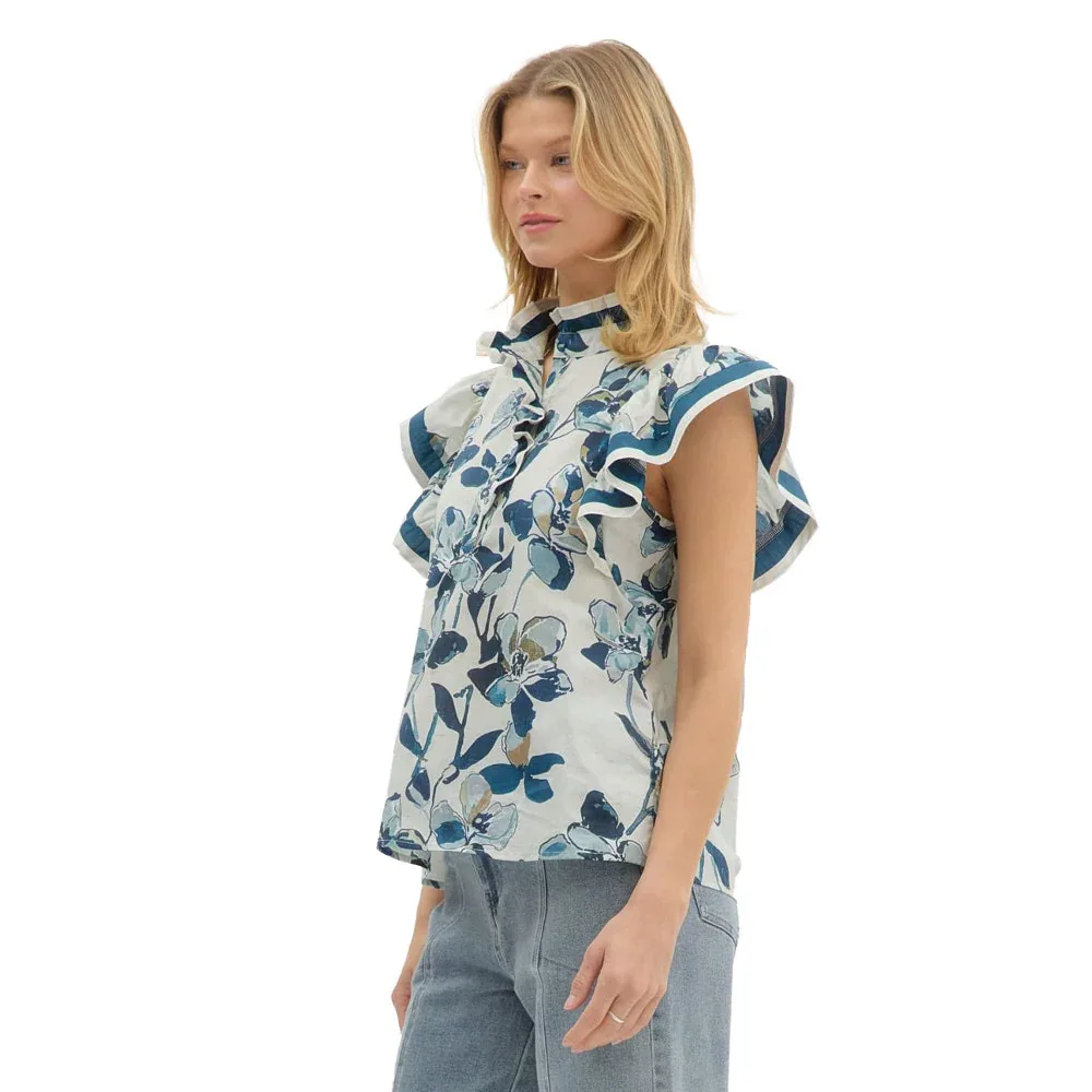 Entro Women's Navy Floral Print Top - Image 2