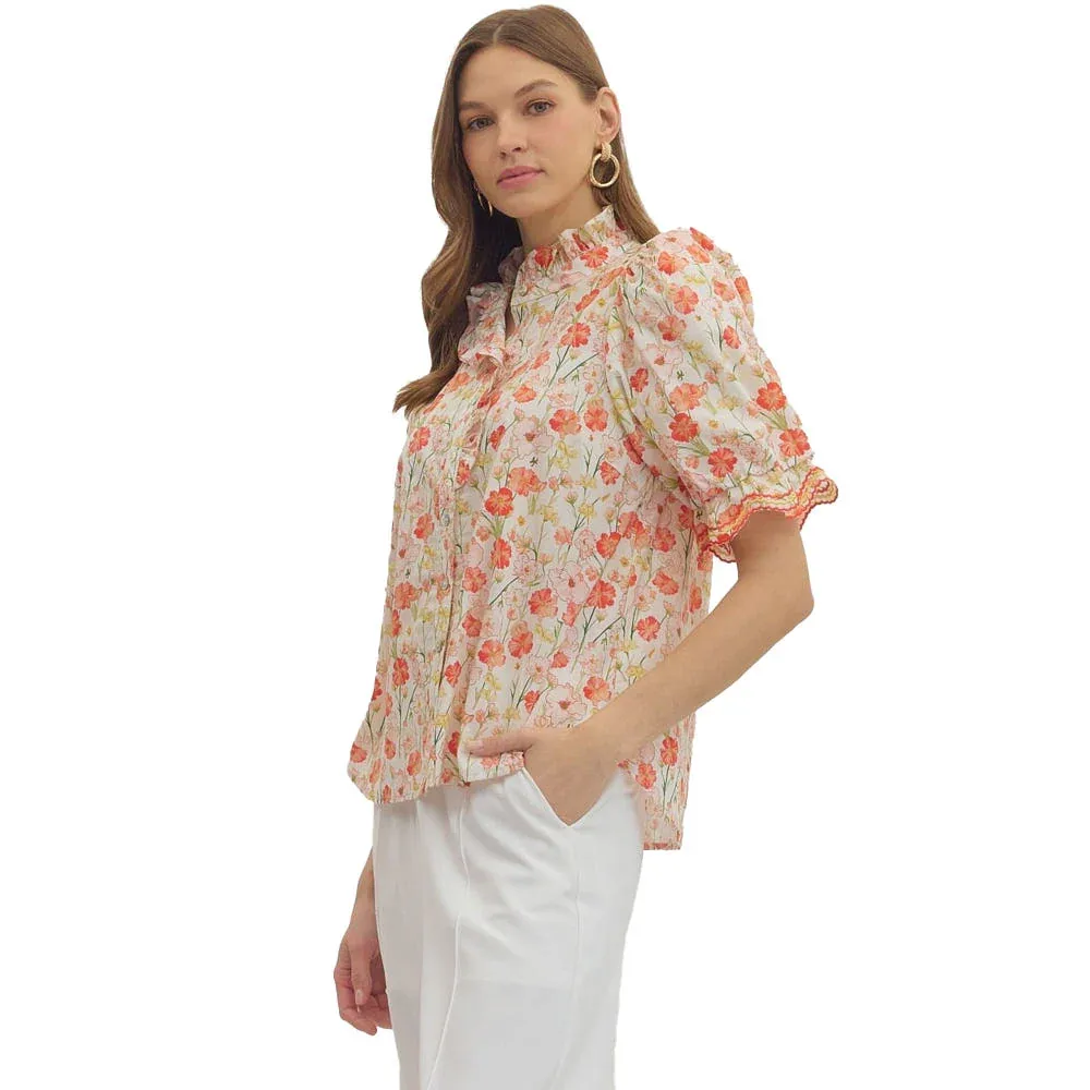 Entro Women's Off White Botanical Top - Image 2
