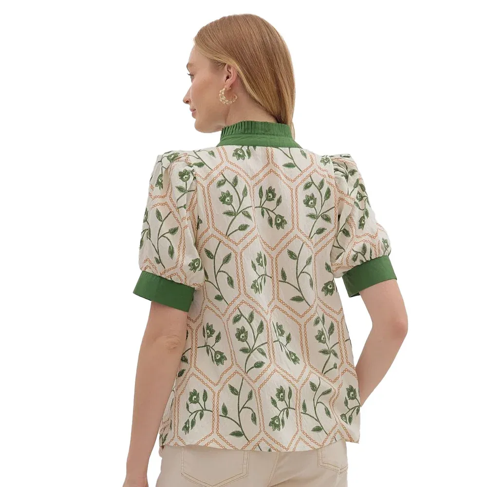 Entro Women's Olive Print Top - Image 2