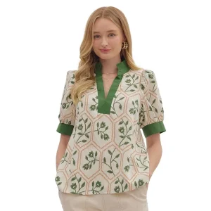 Entro Women's Olive Print Top