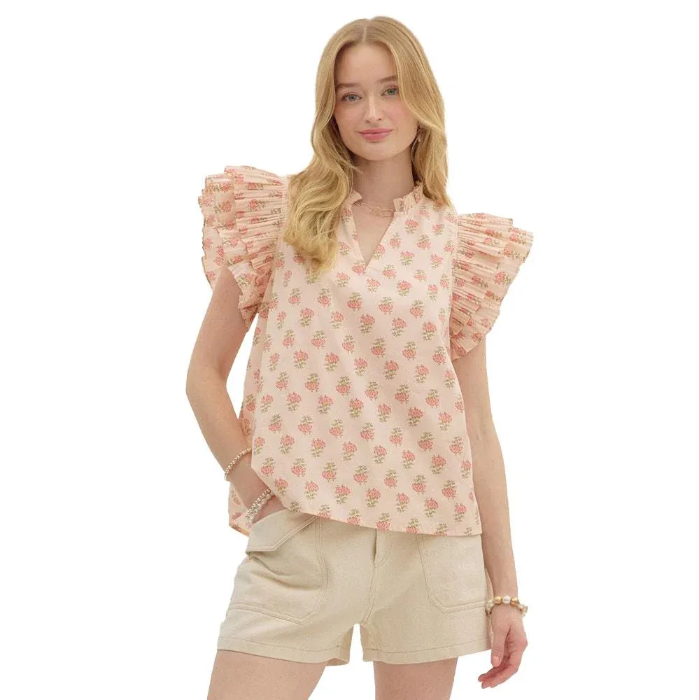 Entro Women's Peach Print Top