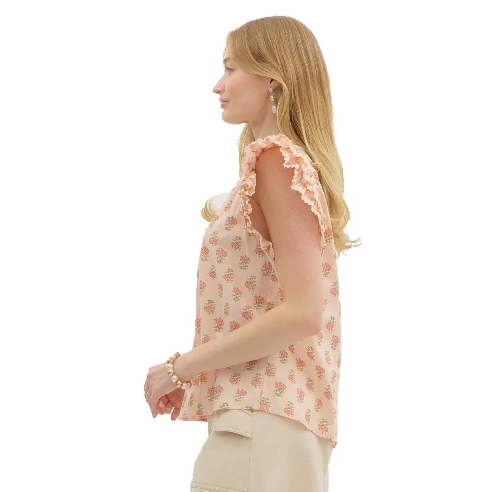 Entro Women's Peach Print Top - Image 2