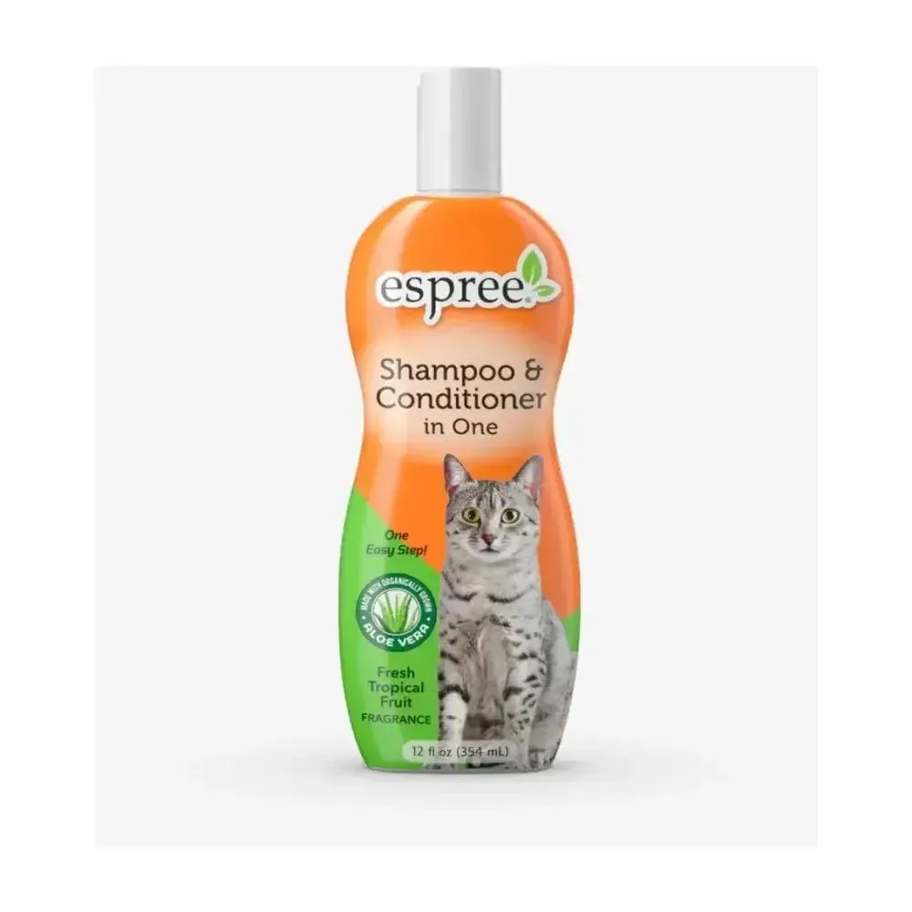 Espree Shampoo & Conditioner in One for Cats with Aloe Fresh Tropical Fruit 12 oz