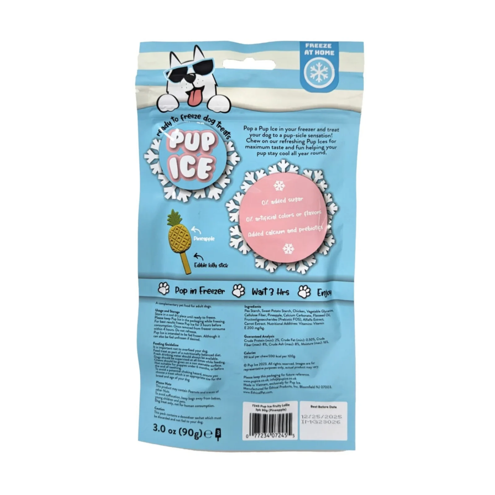 Ethical Products Pup Ice Fruity Lollie Pop Dog Treat Pineapple 3pk - Image 2