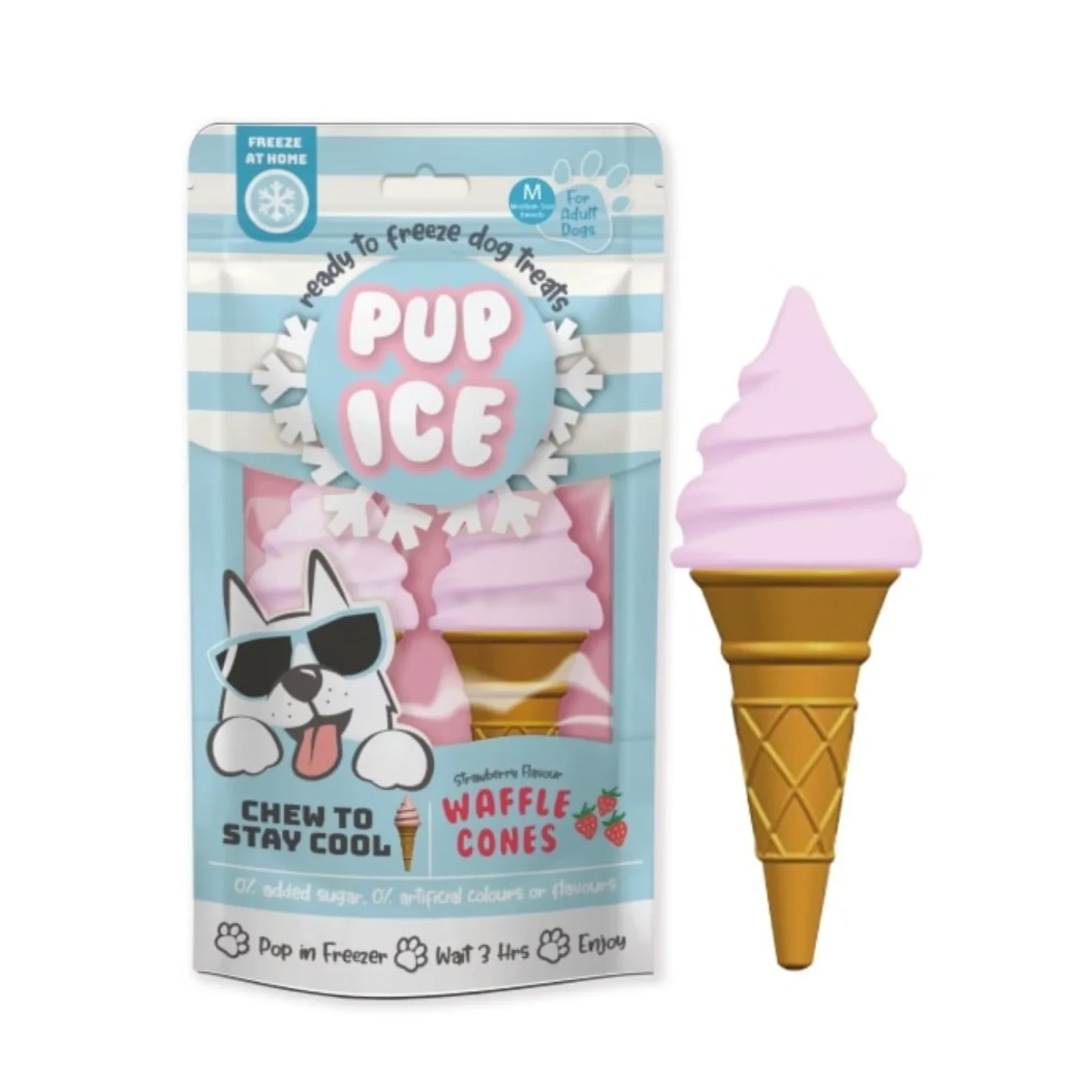 Ethical Products Pup Ice Waffle Cone Dog Treat Strawberry 2pk