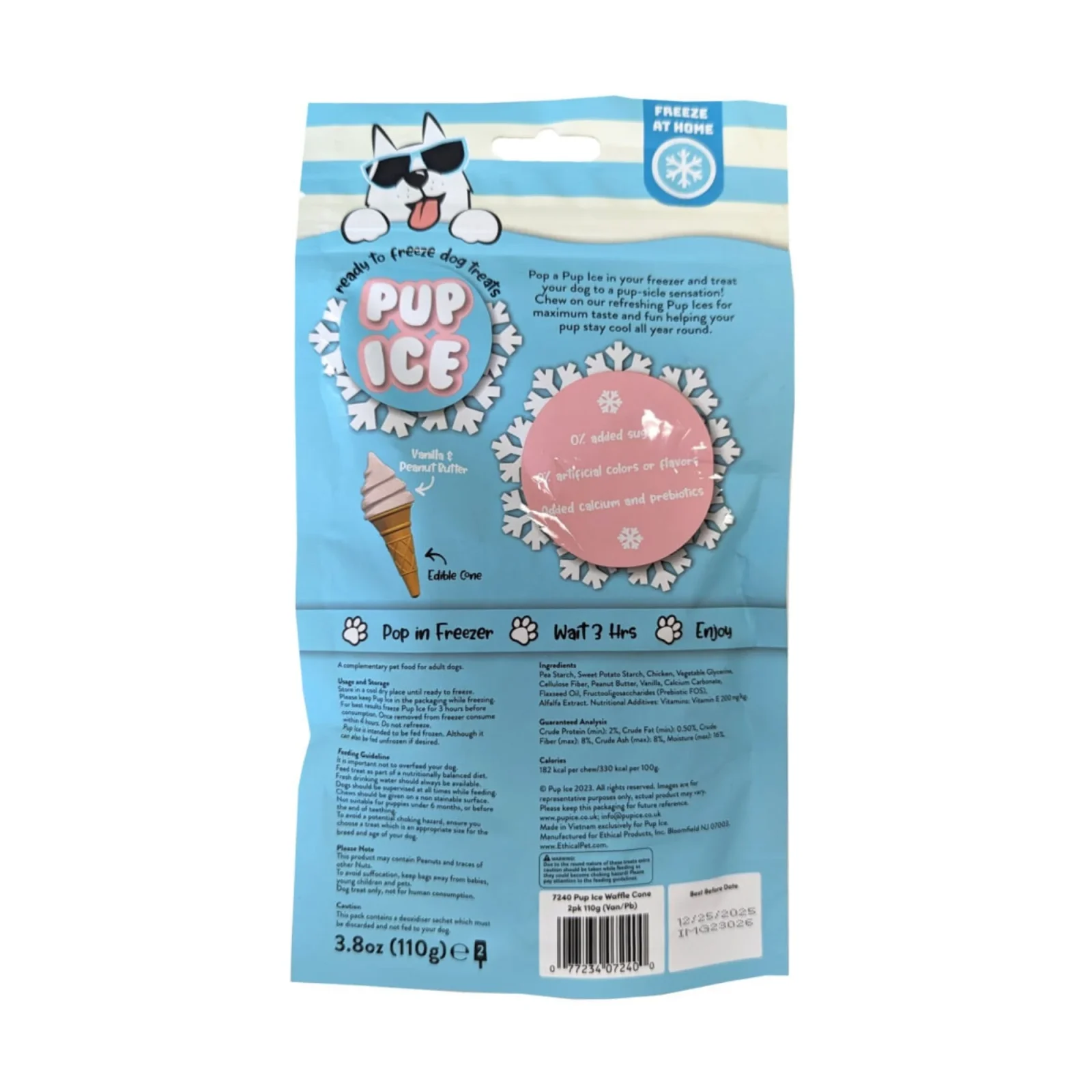 Ethical Products Pup Ice Waffle Cone Dog Treat Vanilla & Peanut Butter 2pk - Image 2