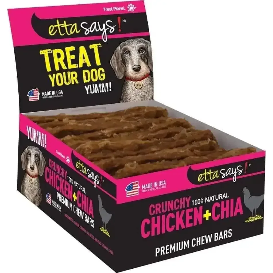 Etta Says! Premium Crunchy Bars Chicken & Chia Dog Treats 12 pk