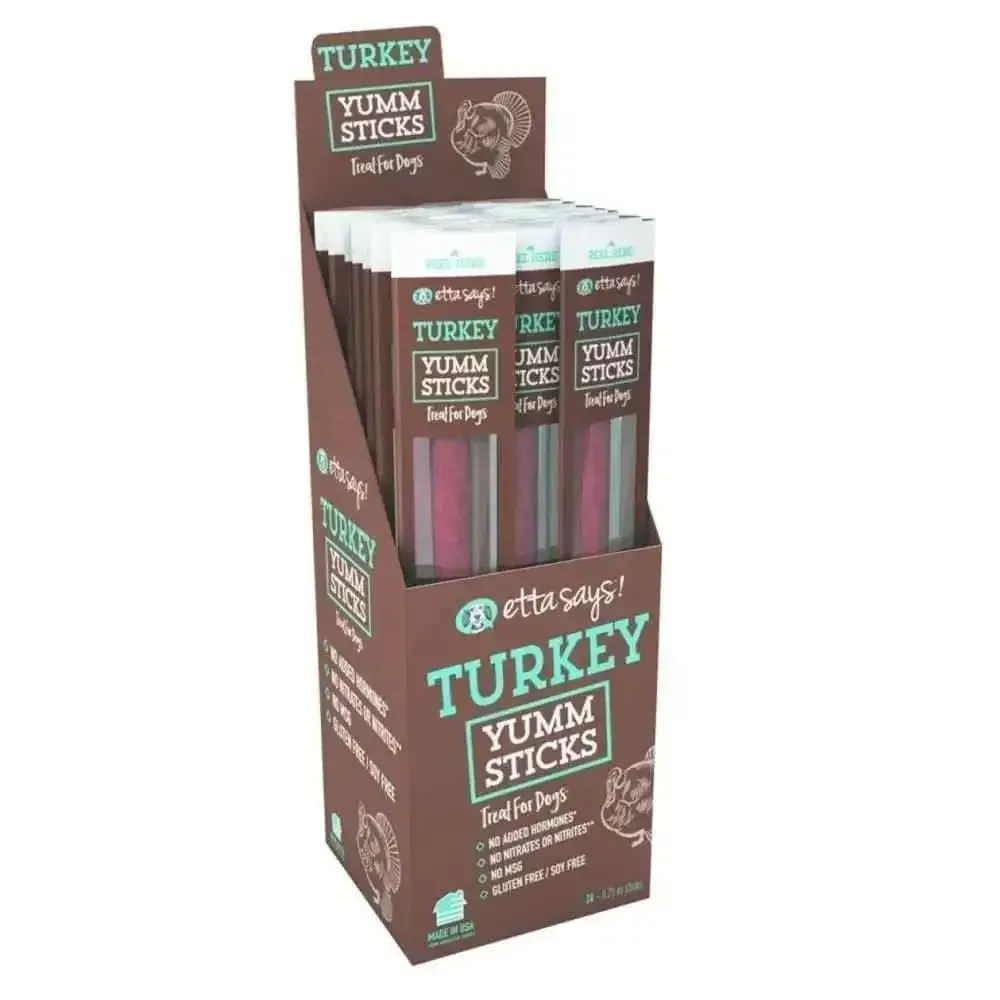 Etta Says! Turkey Yumm Sticks Dog Treat Display Box 24ea/24 ct