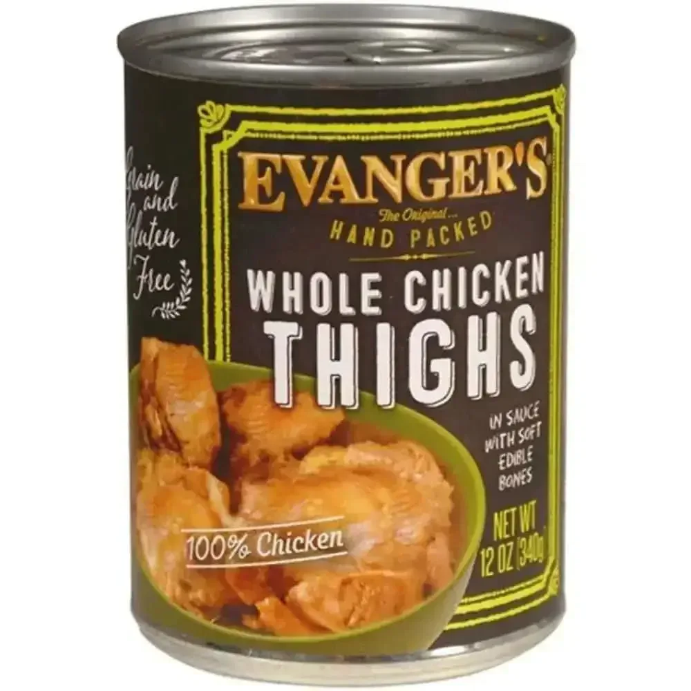 Evanger's Canned Dog Food - Hand Packed Whole Chicken Thighs 12ea/12 oz