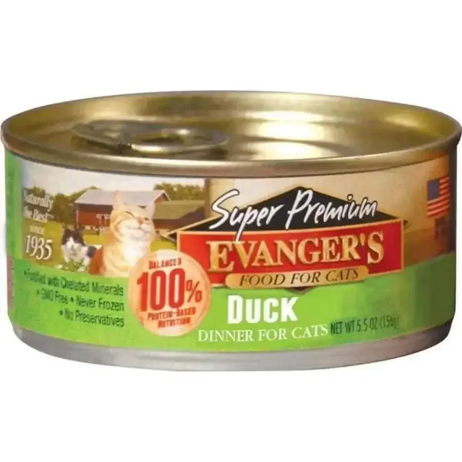 Evanger's Duck Dinner Cat Food - Super Premium Canned Wet Food (24ea/5.5 oz)