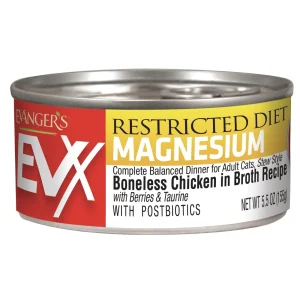 Evanger's EVx Restricted Diet Magnesium Cat Food, Boneless Chicken in Broth, 5 oz, Case of 24