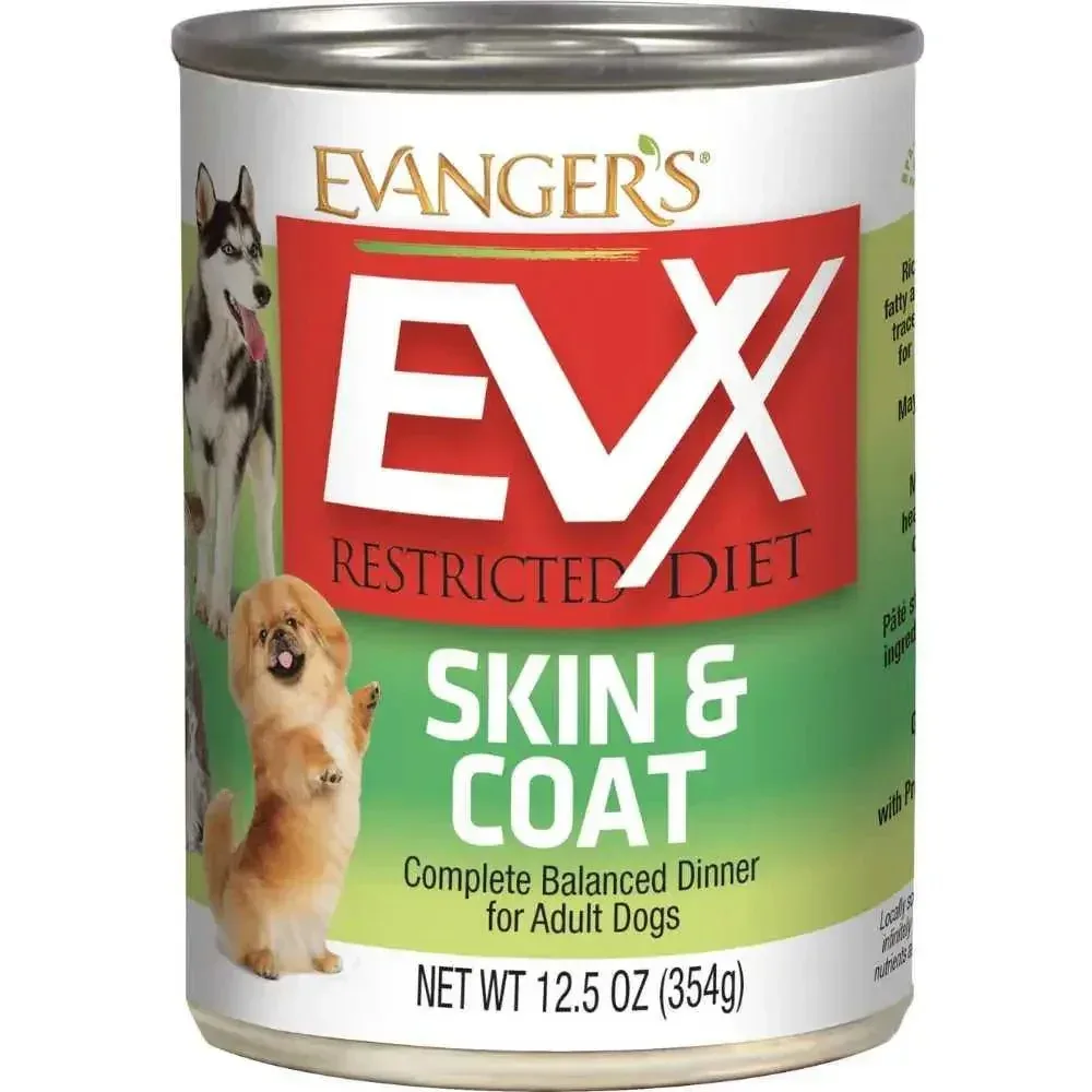 Evanger's EVX Restricted Diet Skin & Coat Wet Dog Food 12/12.5oz